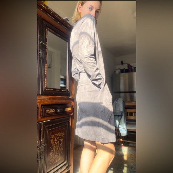 Joh Lavender Suede Long Sleeved Dress with pockets - Picture 2 of 6